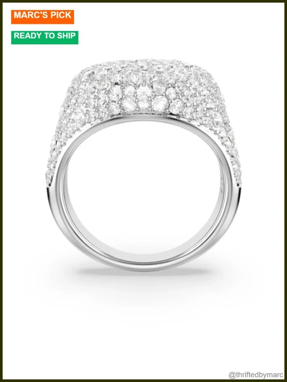 Swarovski Meteora Cocktail Ring Clear Crystals Rhodium Statement